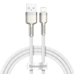 Cablu de date USB la Lightning Baseus, 2.4A, 1m, alb, CALJK-A02