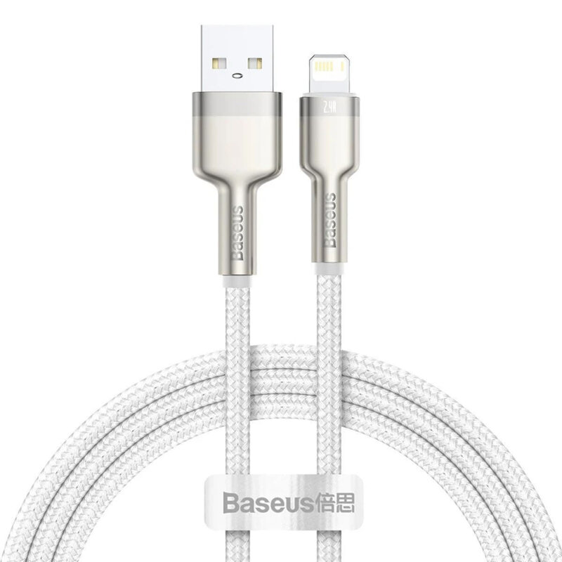 Cablu de date USB la Lightning Baseus, 2.4A, 1m, alb, CALJK-A02
