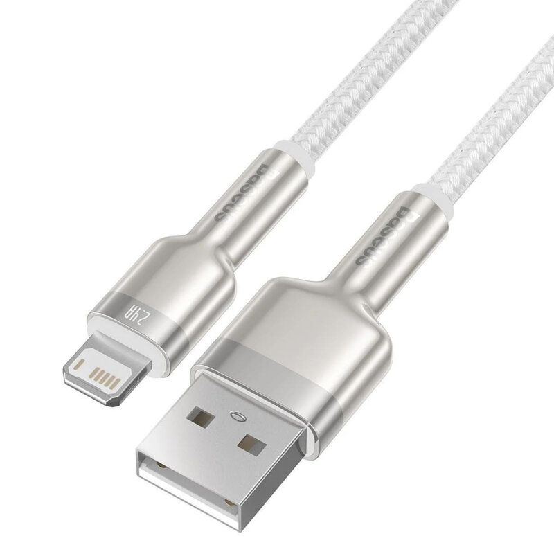 Cablu de date USB la Lightning Baseus, 2.4A, 1m, alb, CALJK-A02