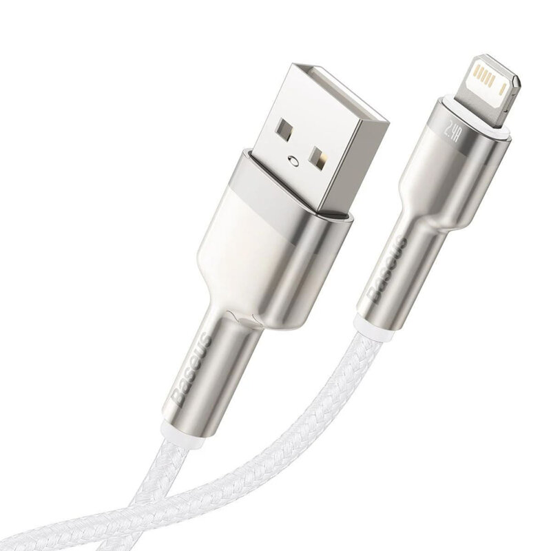 Cablu de date USB la Lightning Baseus, 2.4A, 1m, alb, CALJK-A02