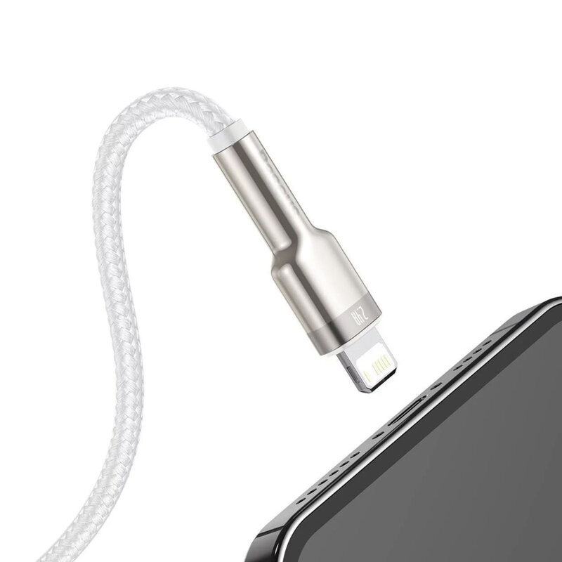 Cablu de date Baseus, USB la Lightning, 2.4A, 2m, alb, CALJK-B02