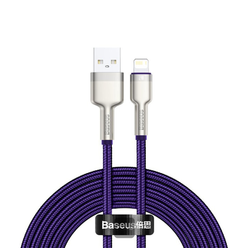 Cablu de date Baseus, USB la Lightning, 2.4A, 2m, mov, CALJK-B05