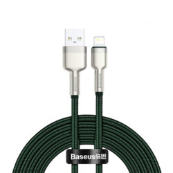 Cablu de date Baseus, USB la Lightning, 2.4A, 2m, verde, CALJK-B06
