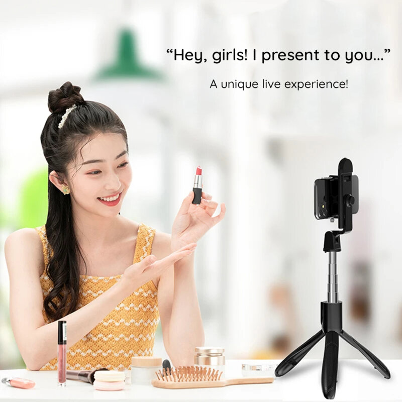 Selfie stick Bluetooth cu telecomanda si LED Techsuit S01-S