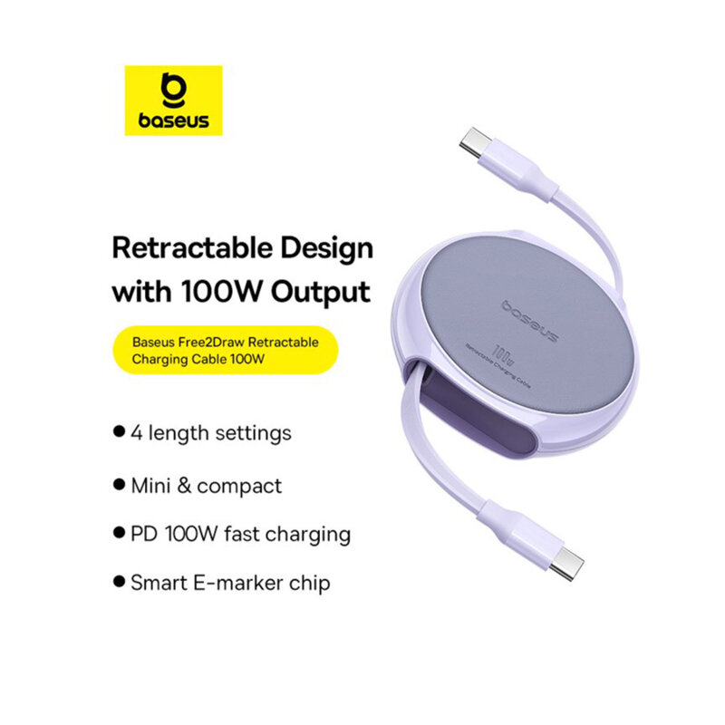 Cablu de date tip C Super Fast Charging Baseus Pathfinder, mov
