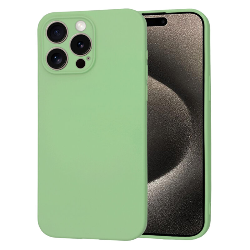 Husa silicon iPhone 15 Pro Max Techsuit SoftFlex, verde deschis
