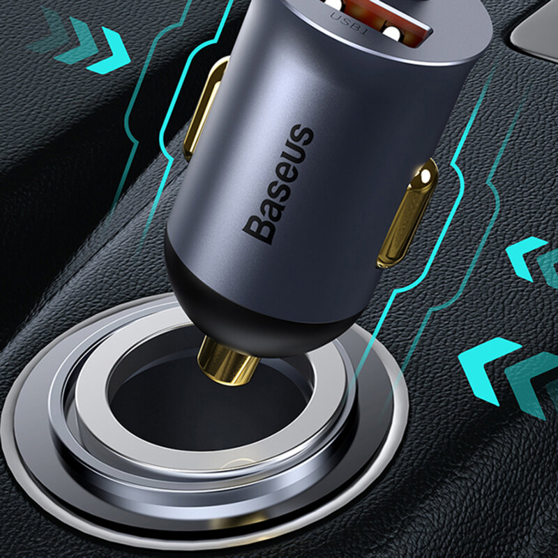 Incarcator auto USB Fast Charge Baseus, 120W, gri, CCBT-B0G