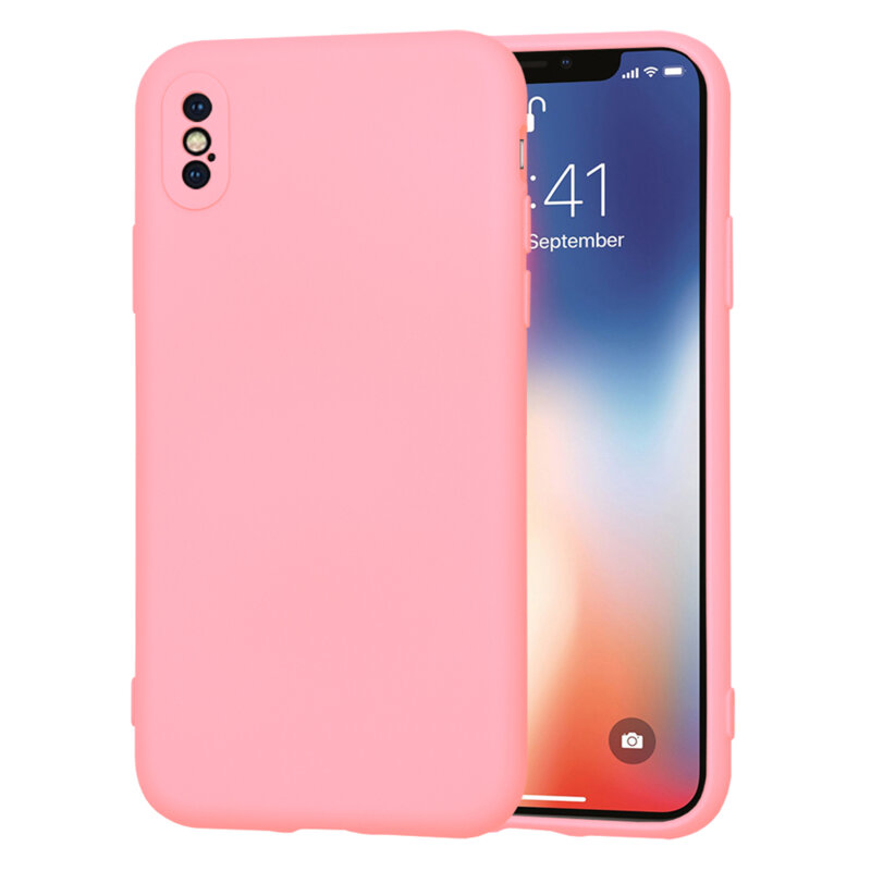 Husa silicon iPhone X, iPhone 10 Techsuit SoftFlex, roz