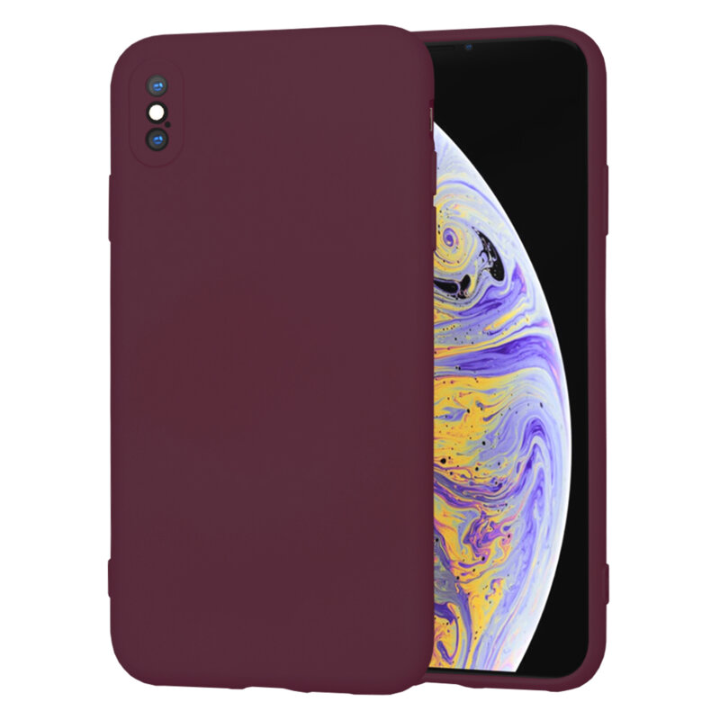 Husa silicon iPhone XS Max Techsuit SoftFlex, bordo