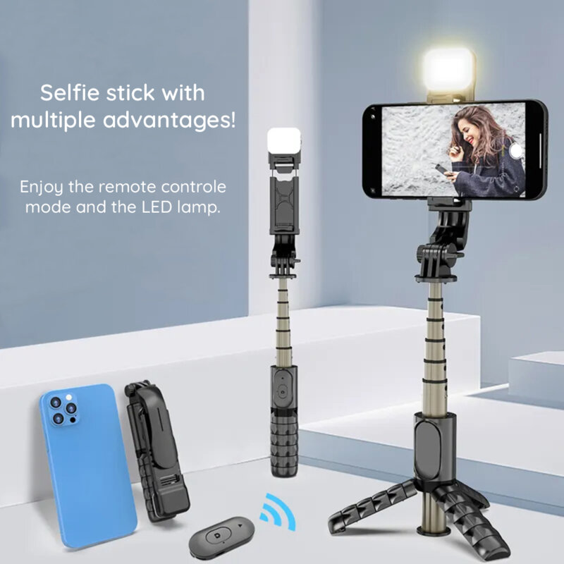 Mini selfie stick Bluetooth cu telecomanda Techsuit Q10s, 70cm