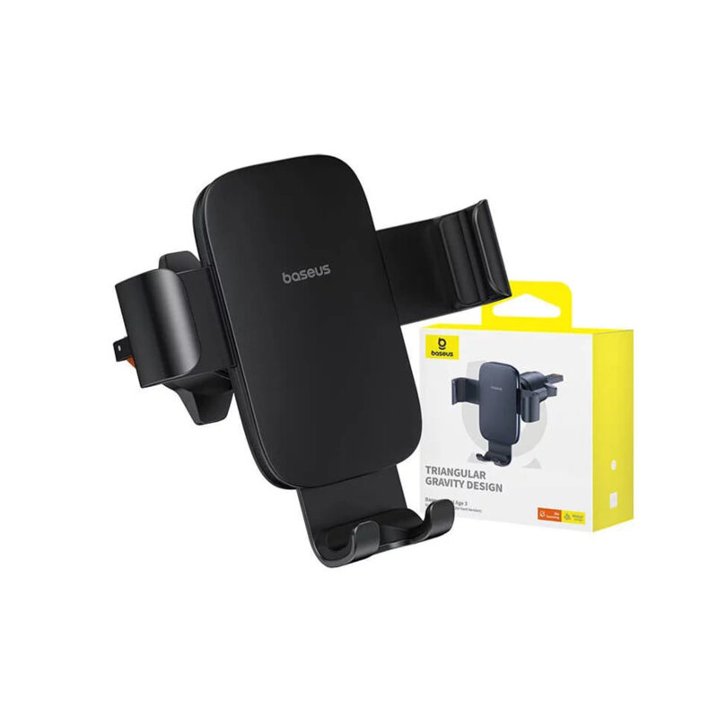 Suport auto pentru telefon Baseus Metal Age 3 Gravity, negru