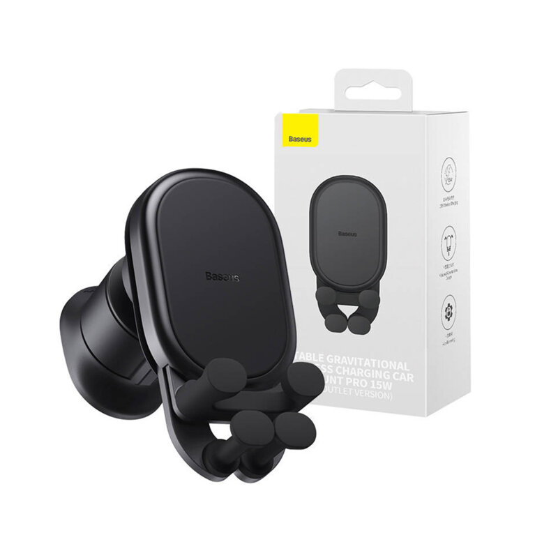 Suport auto wireless charging Baseus Pro 15W, negru, SUWX030001