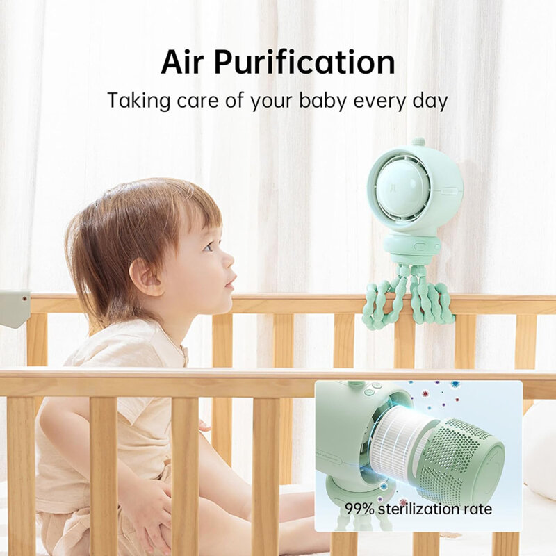 Mini ventilator portabil carucior JisuLife, verde, Life2S