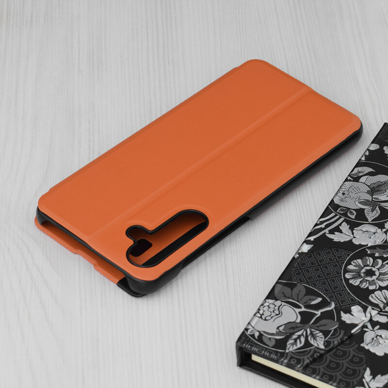 Husa Samsung Galaxy M55 Eco Leather View flip tip carte, portocaliu