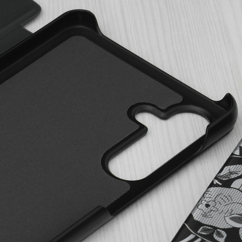 Husa Samsung Galaxy M55 Eco Leather View flip tip carte, negru