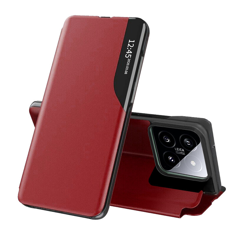 Husa Xiaomi 14 Eco Leather View flip tip carte, rosu