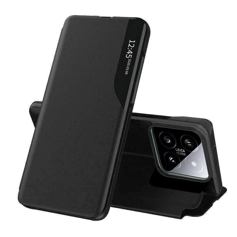 Husa Xiaomi 14 Eco Leather View flip tip carte, negru