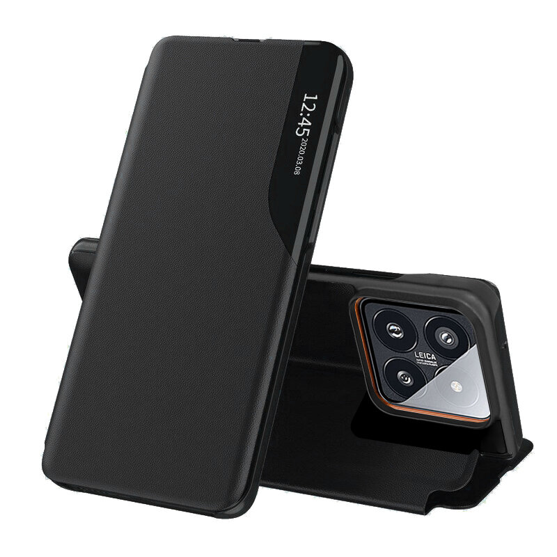 Husa Xiaomi 14 Pro Eco Leather View flip tip carte, negru