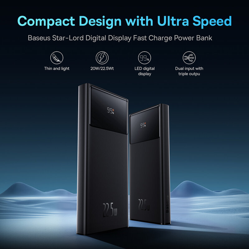 Powerbank 10000mAh, USB Type-C, Micro-USB Baseus, PPXJ100001