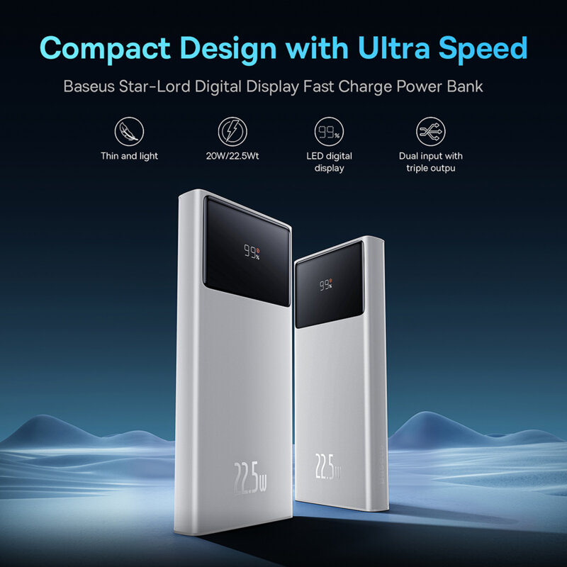 Powerbank 10000mAh, USB Type-C, Micro-USB Baseus, PPXJ100002