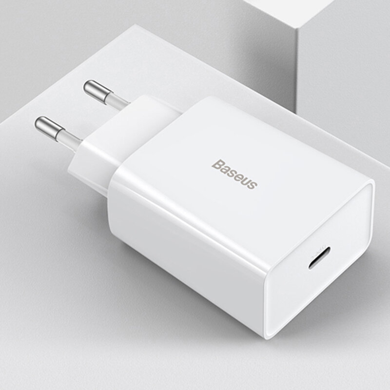 Incarcator priza USB-C Quick Charge Baseus Speed, 20W, alb
