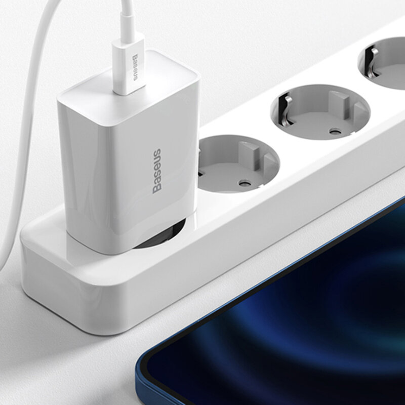 Incarcator priza USB-C Quick Charge Baseus Speed, 20W, alb