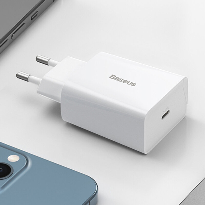 Incarcator priza USB-C Quick Charge Baseus Speed, 20W, alb