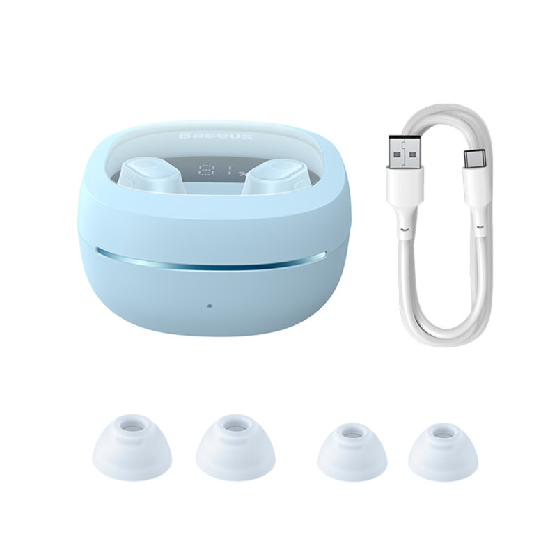 Casti Bluetooth True Wireless in-ear Baseus WM02+, albastru