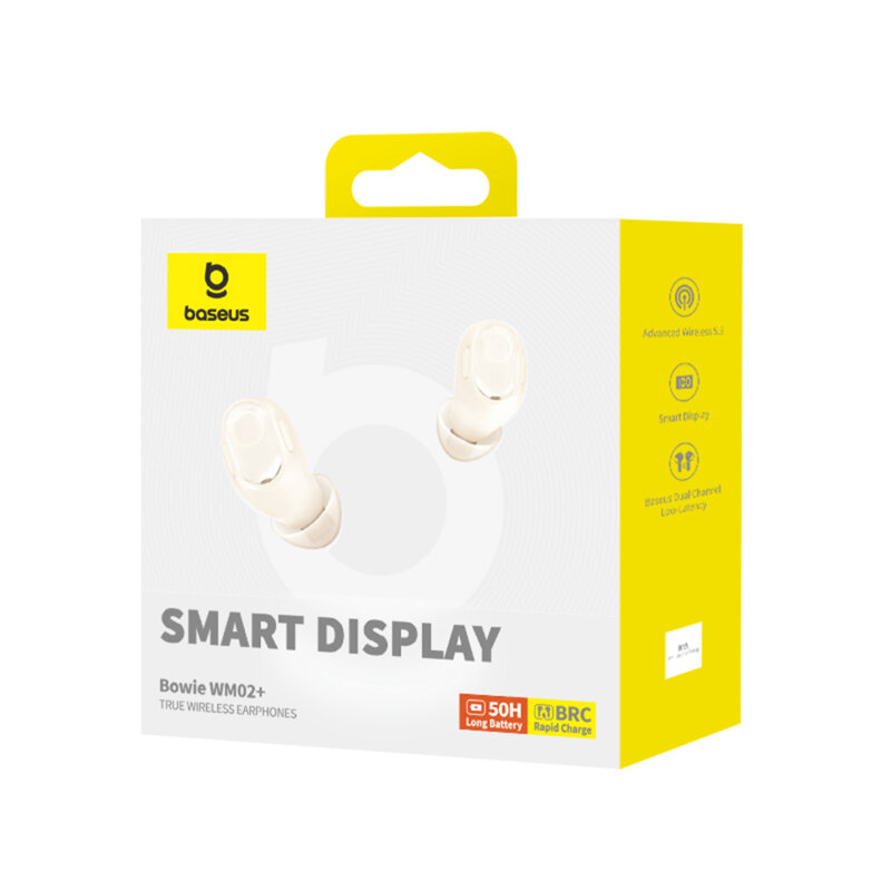 Casti Bluetooth True Wireless in-ear Baseus WM02+, alb