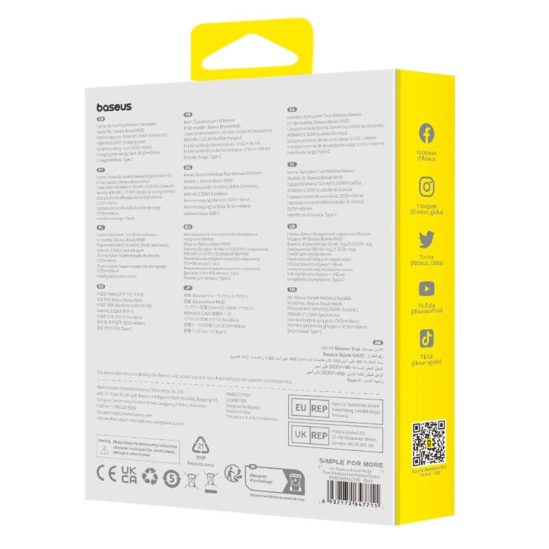 Casti True Wireless Bluetooth in-ear Baseus MA20, negru