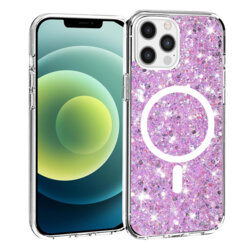Husa cu sclipici iPhone 12 Pro Techsuit Sparkly Glitter MagSafe, magenta