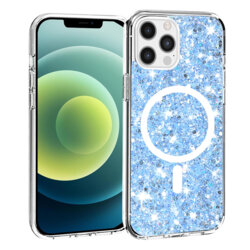 Husa cu sclipici iPhone 12 Pro Techsuit Sparkly Glitter MagSafe, bleu