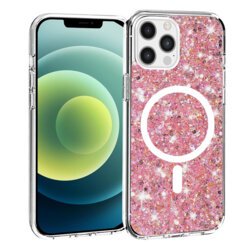 Husa cu sclipici iPhone 12 Pro Techsuit Sparkly Glitter MagSafe, roz