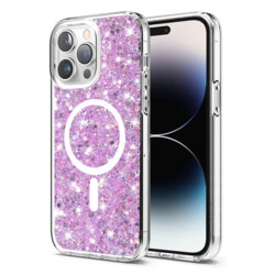 Husa cu sclipici iPhone 14 Pro Max Techsuit Sparkly Glitter MagSafe, magenta