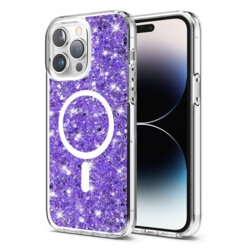 Husa cu sclipici iPhone 14 Pro Techsuit Sparkly Glitter MagSafe, mov