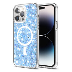 Husa cu sclipici iPhone 14 Pro Techsuit Sparkly Glitter MagSafe, bleu