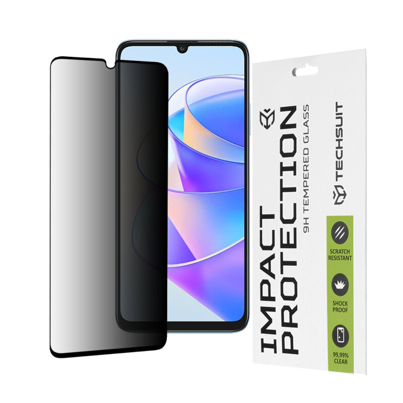 Folie sticla Honor X7a Techsuit 111D Privacy Full Glue, negru