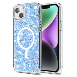 Husa cu sclipici iPhone 14 Plus Techsuit Sparkly Glitter MagSafe, bleu