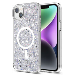 Husa cu sclipici iPhone 14 Plus Techsuit Sparkly Glitter MagSafe, alb