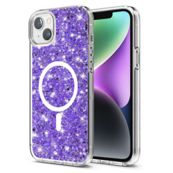 Husa cu sclipici iPhone 14 Techsuit Sparkly Glitter MagSafe, mov