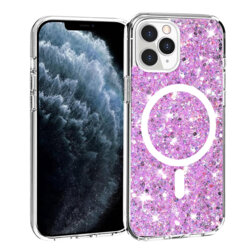 Husa cu sclipici iPhone 11 Pro Max Techsuit Sparkly Glitter MagSafe, magenta