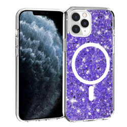 Husa cu sclipici iPhone 11 Pro Max Techsuit Sparkly Glitter MagSafe, mov