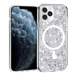 Husa cu sclipici iPhone 11 Pro Techsuit Sparkly Glitter MagSafe, alb
