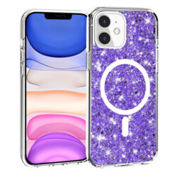 Husa cu sclipici iPhone 11 Techsuit Sparkly Glitter MagSafe, mov