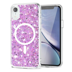 Husa cu sclipici iPhone XR Techsuit Sparkly Glitter MagSafe, magenta