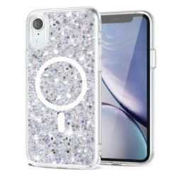Husa cu sclipici iPhone XR Techsuit Sparkly Glitter MagSafe, alb