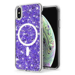 Husa cu sclipici iPhone XS Max Techsuit Sparkly Glitter MagSafe, mov