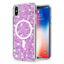 Husa cu sclipici iPhone X, iPhone 10 Techsuit Sparkly Glitter MagSafe, magenta