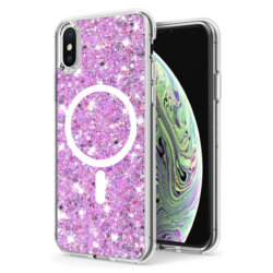Husa cu sclipici iPhone XS Techsuit Sparkly Glitter MagSafe, magenta