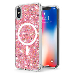 Husa cu sclipici iPhone X, iPhone 10 Techsuit Sparkly Glitter MagSafe, roz
